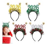 2026 Happy New Year Headbands - 4 Holiday Headbands Cute Festive Party Decorations | Christmas Hair Accessories Set for Christmas Party Cosplay Halloween Girls Women