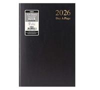 2026 Hardback A4 Diary Day a Page with Full pages for Sat/Sun 3288 (Black 2887)