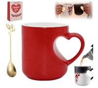 2026 Heart-Shaped Color Changing Magic Ceramic Mug, Thermochromic Magic Reveal Design Mug, Valentine Themed Hearts Shaped Handle Ceramics Coffee Cup, for Valentine's Day, Mother's Day Gifts (1PCS-B)