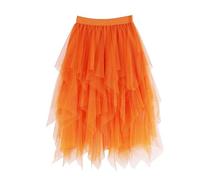 2026 High Elastic Waist Women's Tiered Layered Mesh Tulle Tutu Skirt, Puffy Irregular A-line Midi Long Fairy Skirt, Tutu Skirts for Women Tulle Skirt for Carnival Halloween Prom Party Cocktail Orange