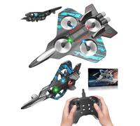 2026 High-Speed RC Fighter Jet Drone - The Ultimate Aerial Thrill, 2.4 GHz Foam Remote Control Airplane with 4-Turbofan Structure, LED Light RC Plane with 360° Flip, Auto Hover, Easy to Fly (Q-1)