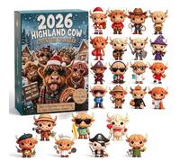 2026 Highland Cow Advent Calendar, Christmas Countdown Figurine Decor Gift (1PCS)