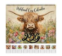 2026 Highland Cow Calendar With Monthly Planner, A3 Wall Art Featuring Charming Cattle Illustrations For Country Home Decor For Animal Lovers', Kitchen Display And Rural Style Interior