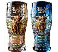 2026 Highland Cow Commemorative Glass, Premium Glass Cup with Embossed Highland Landscape Design, for Beer, Souvenir Gift, Limited Edition Collector Gift (#All)