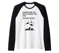 2026 Hold My Beer Funny Alien Invasion Sci-Fi Raglan Baseball Tee