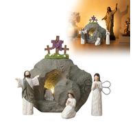 2026 Hollow Resin Figurine with Easter Motif Representation of the Resurrection Scene, Suitable as a Tray for / Desk (Beige, 28 cm)