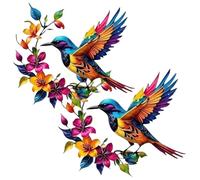 2026 Hummingbird Bloom Metal Wall Art, 2-Piece - 3D Colourful Iron Garden Sculpture, Outdoor Hanging Decor for Fence, Patio, Balcony & Home (2, A)