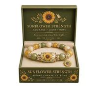 2026 Hummingbird Handmade Bracelet with Gift Box Inspirational Bee Bluebird Butterfly Adjustable Jewelry Faith Hope Love Peace Spring Blessings for Women Mom Sister Friend (Sunflowers)