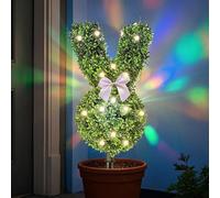 2026 Illuminated Easter Bunny Figurine with Artificial Green for Garden Indoor Decorative Outdoor Lighting (A, 60 cm)