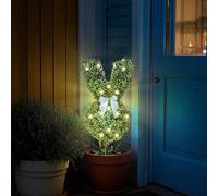 2026 Illuminated Easter Bunny Figurine with Artificial Green for Garden Indoor Decorative Outdoor Lighting (E, 60 cm)