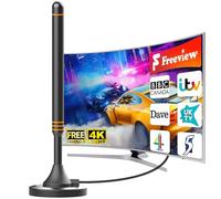 2026 Indoor TV Aerial for Freeview HD - Long Range 360° Digital TV Antenna with Magnetic Base, 4K/1080P Ready Indoor Aerial for Smart & Older TVs, Easy Setup, 5m Coax Cable, Free UK Channels