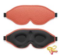2026 Innovative Sleep Mask for Men and Women, Trilancer 3D 99.99% Light Blocking Design, Comfortable Eye mask, Blackout Blindfold for Sleeping, Nap, Meditation, Travel, with Earplugs (Orange)