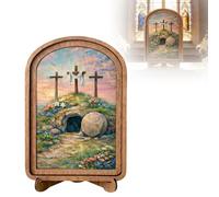 2026 Inspirational Resurrection Table Sculpture Biblical Decoration for House Church Devotional (Yellow, 18 cm)