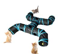 2026 Interactive Pet Tunnel for Cats & Dogs, Collapsible S-Shape 4-Way Play Tube with Holes for Indoor/Outdoor Use, Durable Cat Toy for Kittens, Puppies & Rabbits (Black)