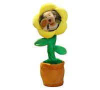 2026 Interactive Singing Sunflower Toy with Custom Face Mimics Voice and Records Music for Festive (Yellow, One Size)