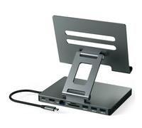 2026 iPad Pro USB C Hub Stand, Adapter for iPad Air M5 M4 M3 13 11 12.9 Inch Docking Station 4K 60Hz HDMI, RJ45 Ethernet, SD/TF Card Reader, 3 USB 3.0 Port, 3.5mm Audio, iPad A16 Galaxy Tablet Dock