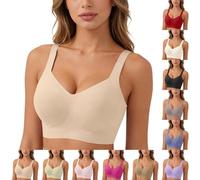 2026 Jelly Seamless Wireless Bras for Women No Underwire Supportive Full Coverage Everyday Bras Plus Size Push Up Jelly Bra for Older Women Sleep Bralettes Ladies Comfort Sports Padded T-Shirt Bra