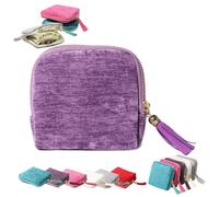 2026 Jewellery Case Organiser with Five Compartments for Travellers for Storing Earrings Rings Necklaces in Layers with Fringe Decoration (Light Purple, One Size)