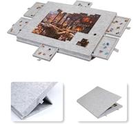 2026 Jigsaw Puzzle Board Foldable Tilting Table, 2-in-1 Stand & Cover Felt Storage Case with 6 Drawers Portable Puzzle Board for Adults Kids Games Up to 1000 Pieces Light grey 77*53.6*4.2cm