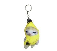 2026 Key Ring Sound Making Banana Cat Crying Cat Keychain Banana Meow Doll Cute Pendant