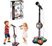 2026 Kids Star Microphone Toy with Adjustable Stand Lights, Adjustable Karaoke Mic with Music, Lights & Echo Effects, Easy-to-Use Singing Toy Gift for Girls Boys (1, Black)