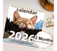 2026 Kitten Theme Wall Mounted Monthly Calendar Twin Coil Binding From Jan to Dec for Classroom Home Decoration