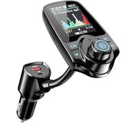 [2026 KM18 Upgraded Version] 1.8" Color Screen 48W Bluetooth 5.4 Car Adapter, Dual Fast Charging Ports [PD 30W & QC3.0 18W] Wireless Radio FM Transmitter, Hands-Free Call, 7 EQ Modes, Black