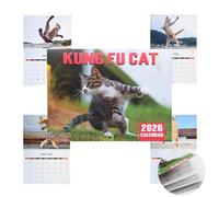 2026 Kung Fu Cat Wall Calendar UK, Funny Cute Family Planning Calendars, Creative Hanging Monthly Planner To-do List Household Supplies for Cats Lover