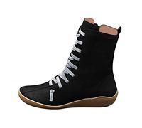 2026 Ladies Snow Boots Mid-Calf Ankle Retro Shoes Chunky for Women Shorts Leopard Women's (Black, 5.5)