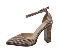 2026 Ladies Women Casual Shoes Pattern Spring and Retro Platform High Heels Suede Patent Holiday Events Interview Strappy Mid Heel Padded Footbed Non Slip (18) Brown