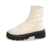 2026 Ladies Women's Autumn and Winter British Fashion Hiking Boots Walking Leather Lightweight Rainy Days City Wide Fit Chelsea Women Comfy Cushioned Insole (8) Beige