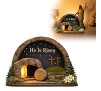 2026 Large Hollow Easter Figure Wooden with Resurrection Motif as Decorative Table Decoration for Festive Design (Beige, 15 x 12 cm)