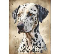 2026: Large Monthly Calendar Planner - Watercolor Dalmatian Dog