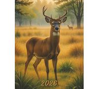 2026: Large Monthly Calendar Planner - Watercolor Deer In A Field