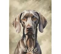 2026: Large Monthly Calendar Planner - Watercolor Dog Weimaraner