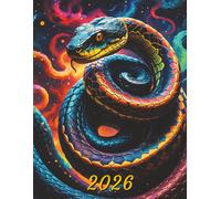 2026: Large Monthly Calendar Planner - Watercolor Fantasy Rainbow Snake