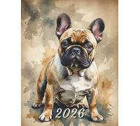 2026: Large Monthly Calendar Planner - Watercolor French Bulldog