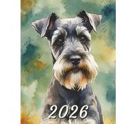 2026: Large Monthly Calendar Planner - Watercolor Miniature Schnauzer Dog
