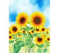 2026: Large Monthly Calendar Planner - Watercolor Sunflowers