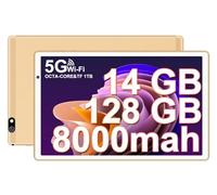 2026 Latest 10 Inch Android Tablet - 14GB RAM, 128GB ROM (TF 2TB), Octa Core 2.0 GHz, 8000mAh, 5G WiFi, 5MP + 8MP, BT5.0,1280 * 800 IPS FHD, FHD IPS Display ,Tablet with Keyboard & Mouse Case - Gold