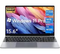 2026 Latest 15.6 Inch Laptop, Win 11 Pro laptop computer, 16GB RAM, 512GB SSD, Pentium Quad Core N100 CPU, FHD 1920x1080 Display, Dual-Band WiFi, Bluetooth 4.2, 4K Video, Type-C, 7.6V/6500mAh Battery