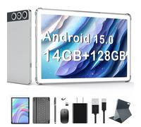 2026 Latest Android 15 Tablet, 10 inch Tablet with 128GB Storage 1TB Expandable 14GB RAM, Dual 4G Cellular Tablets with keyboard Support 5Ghz WiFi/Bluetooth 5.0, Octa-Core Processor, FHD IPS Screen