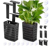 2026 Latest Upgraded Aquarium Plant Holder Adjustable Height with Extendable Hook and Suction Cup for Fish Tank Aquaponic Plant Cultivation and Aquascape Accessories Decorations (2 Pack)