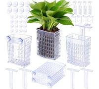 2026 Latest Upgraded Aquarium Plant Holder Adjustable Height with Extendable Hook and Suction Cup for Fish Tank Aquaponic Plant Cultivation and Aquascape Accessories Decorations (4 Pack) Transparent