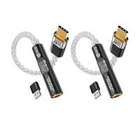 2026 Latest USB C DAC Audio Adapter with Headphone Amplifier, USB C to 3.5mm Audio Adapter for Wired Headphones, Hi-Res Type C DAC Compatible with iPhone 15, Android, Laptop & Tablet (2* black DAC)