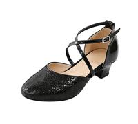 2026 Latin Dance Shoes with Soft Sole, High Heels, Flexible Footwear for Standard Dance, Tango, Performance and Exercise, black, 4 UK