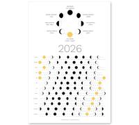 2026 Light Moon Phase Calendar (SHIPS FLAT) Hangable Lunar Wall Poster - Great as a Unique Gift, Moon Tracking, Décor & Art, Astrology - Celestial Calendar for Home & Office by Thankful Greetings