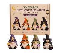 2026 Limited 3D Beading DIY Kit, 4 Gnome & Frog Bird Designs with Guide, Cute Handmade Bead Art Set for Beginners and Craft Enthusiasts (Cute Cottage Witch GNOME)
