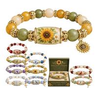 2026 Limited Edition Blessing Birds Bracelet with Premium Gift Box, Bracelet with Pink Multicolor Beads Elastic Stretch, Bee Hummingbird Blessing Bracelets for Women Elastic Gemstone Beaded Bracelet
