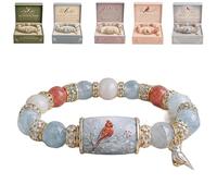 2026 Limited Edition Bluebird Blessings Bracelet with Gift Box, Hummingbird Butterfly Blessing Bracelet, Inspirational Bird Charm Bracelet, Elastic Stretch Beaded Bracelets for Women (#C)